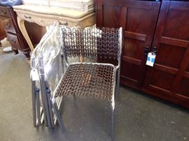 3 ghost folding chairs, italian pair of MCM chairs.