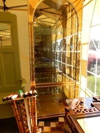 LaBarge Display cabinet, mirrored back and glass shelves.