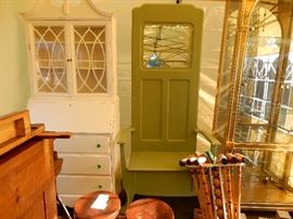 Freshly painted hall tree and Vintage shabby chic secretary.