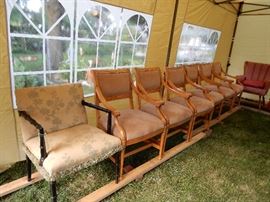 Trouvailles suede upholstered chairs.