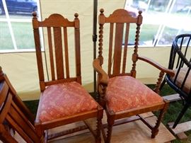 Lovely barley twist legs and backs dining or occasional chairs, two with arms.