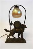 Antique Figural Lamp with Clock
