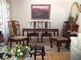Bernhardt table, 4 chairs and custom glass top.