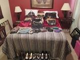 Queen size bed and purses