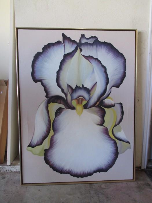 Lowell Nesbitt painting - "White and Violet Iris" (48" x 36") 1974