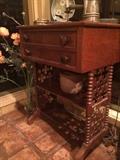 Antique Victorian spool leg Sewing Table aka Work Table 