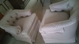 Upholstered chairs, they match the dining room chairs