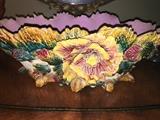 Antique French Barbotine Majolica centerpiece.