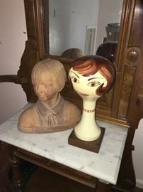 Vintage wig stand & bust