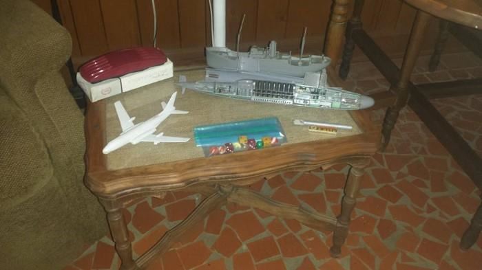shadow box end table, model plane, model submarine, Fuller brush, & more. 