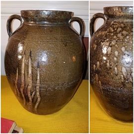 huge storage jar Washington County pottery with potter's mark and finger/hand marks. Flawless condition. 