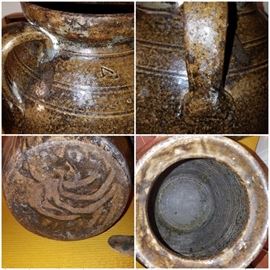 huge storage jar Washington County pottery with potter's mark and finger/hand marks. Flawless condition