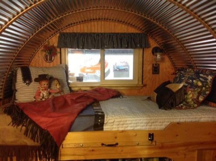 2010 Sheep Wagon pull behind camper completely decorated with a Western Theme. Front door & double back window. Pine floor, cedar trim. Twin bed, pull out table, & storage areas. Fully insulated. Stored indoors. 