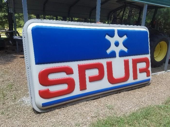 Large double sided SPUR gas sign. 
