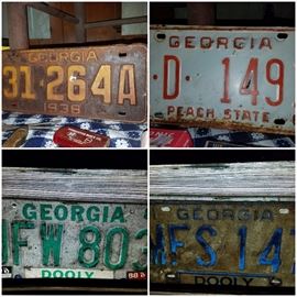 Variety of license plates including Georgia 1938 & 1962. 