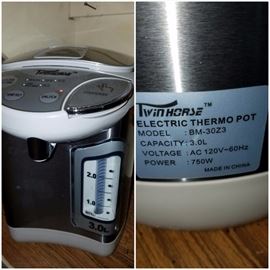 Twin Horse Electric thermo pot (3.0 liters). 