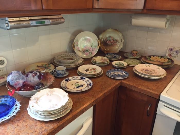 A nice collection of hand painted dishes