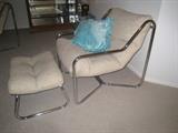 vintage metal and fabric chair w/ottoman. Super cool!