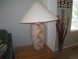 Heavy pottery lamp