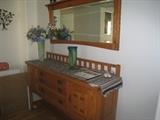 Richardson Brothers Handmade Custom Designed Buffet and Mirror with cedar lining, metal pulls and exquisite details.