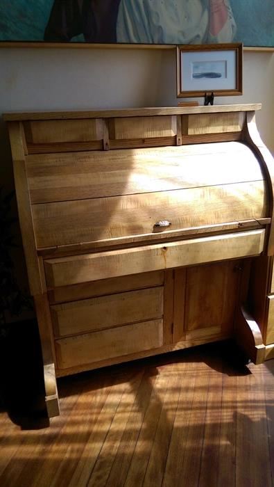 1800's handmade chestnut roll top desk. $1800.