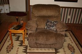 Lazboy Reclina-Rocker - New Christmas '15, Large Southwestern Style Rug, Inlay end table, Harley Toss Pillow, Harley Candle