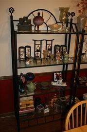 Oriental Style Collectibles, Metal & Glass Etagere