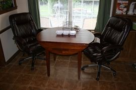Small Drop Leaf Dining Table, 2 Harrington Executive High Back Chairs