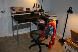 Office Desk & Chair, U.S. Marines Flag "Semper Fidelis"