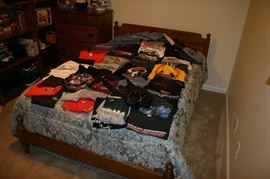 Maple Full Size Bed & Chest of Drawers, Lots of Harley-Davidson T-Shirts & Clothing