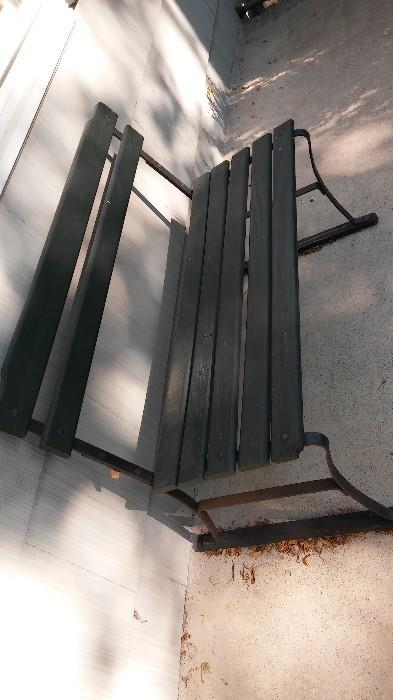 Wood and Metal Porch Bench or Garden Bench.