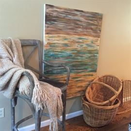 One of the bar stools with some original art