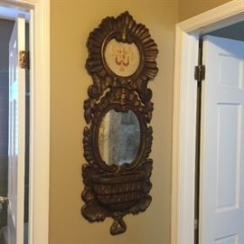 Antique mirror with a more modern piece of custom art