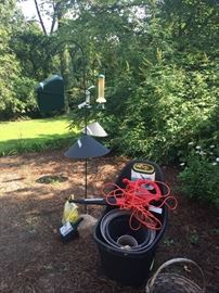 Bird feeders and yard tools