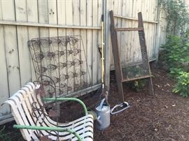 There is that great chair and an antique grain sieve