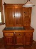 Antique oak dry sink cupboard