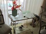 Vintage tea/beverage cart - crystal decanter's etc.
