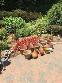 various pots and yard art