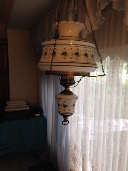 The hanging lamp match to the hurricane lamp from before!