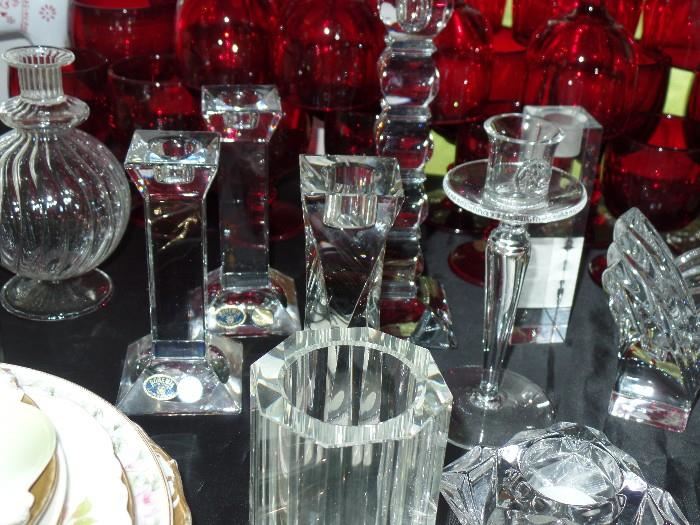 All new glass  and crystal candlesticks