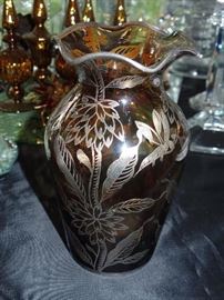 Rust and silver vase