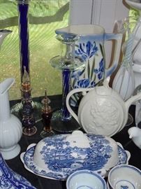 Lots of beautiful blue and white items