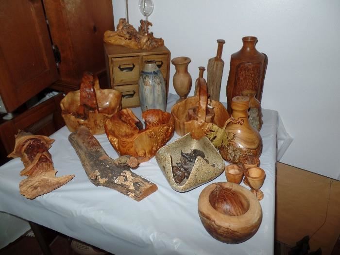 Wood bowls, vases, boxes, and misc.