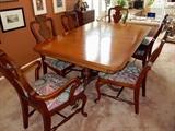 Antique Dining Table with six Queen Ann Chairs and 3 Leaves with Table Pads Available Pre-Sale