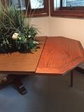 Solid Oak game table with 2 leaves, custom pads