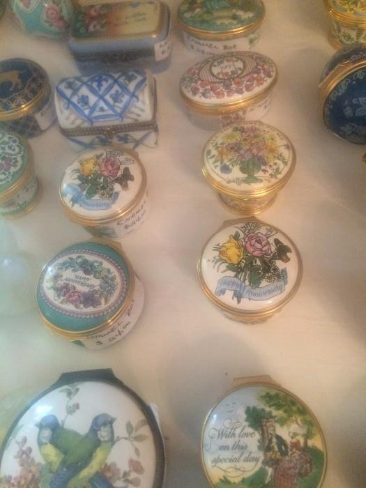 Some of the many Limoges hinged boxes