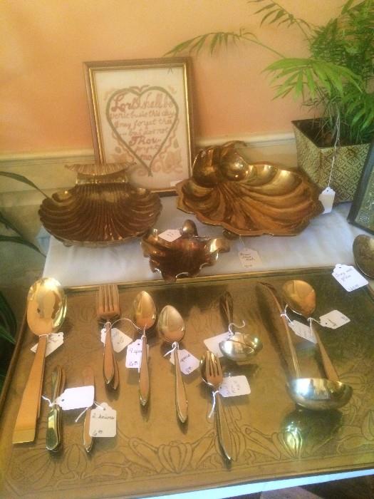 Brass serving utensils