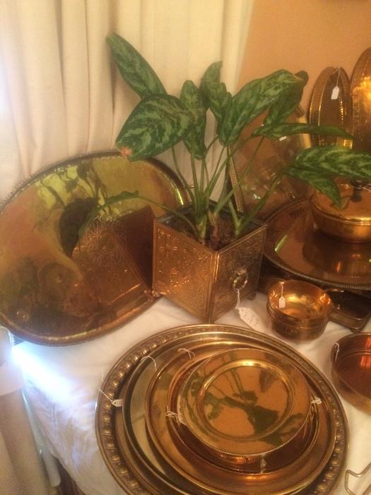 More of the assorted brass serving pieces & trays