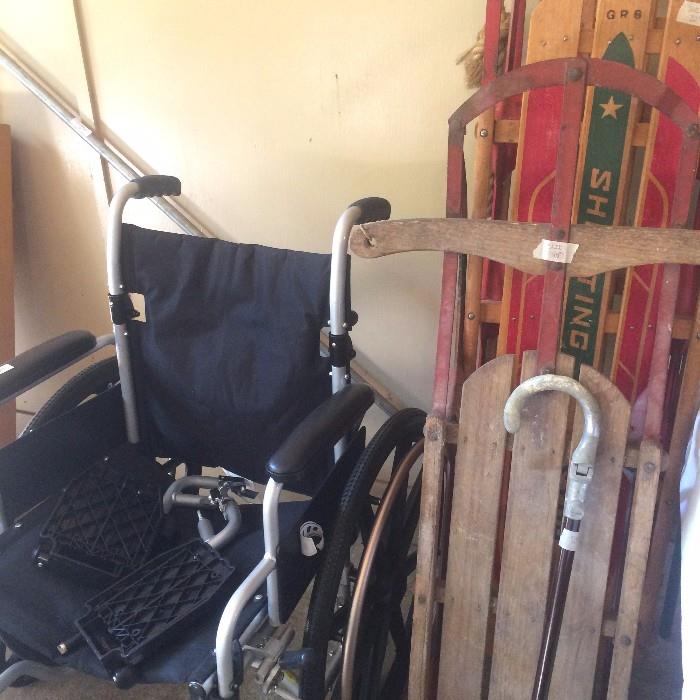Wheel chair; sleds