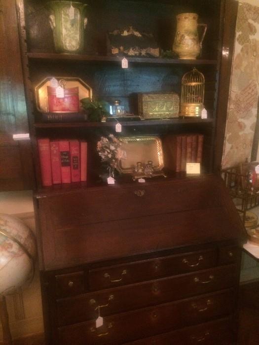 Exceptional antique secretary (musical bird cage--middle shelf-- not available)